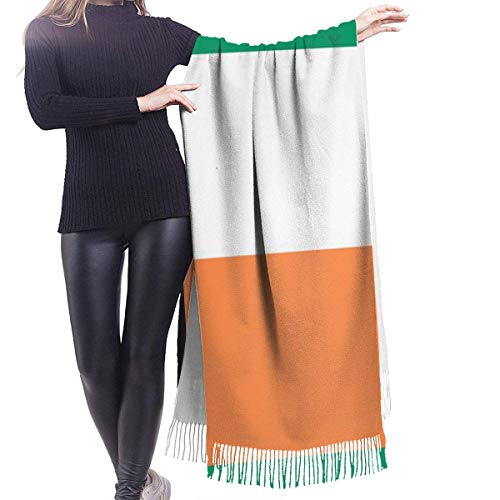 Bufanda cálida de invierno para mujer con bandera de Irlanda, bufandas de abrigo de chal de cachemira suave y larga a la moda