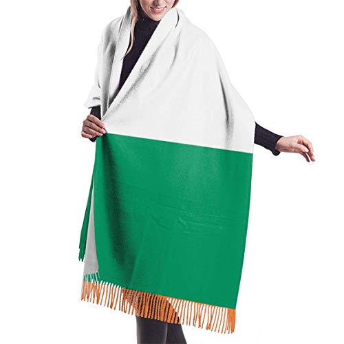 Bufanda cálida de invierno para mujer con bandera de Irlanda, bufandas de abrigo de chal de cachemira suave y larga a la moda