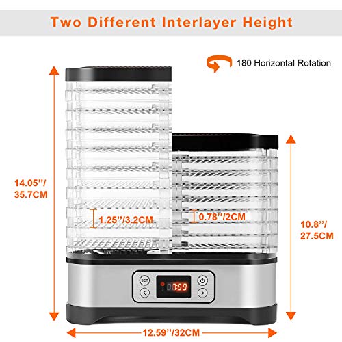 Bunao Deshidratador de Alimentos, Máquina Deshidratadora de Alimentos Eléctrica, Creador de Carne deshidratada, Deshidratador de Vegetales y Frutas, 8 bandejas apilables, 400W (Typ5_8 apilables)