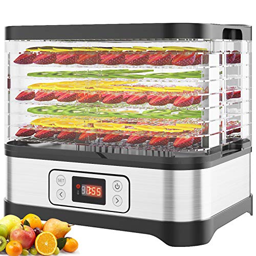 Bunao Deshidratador de Alimentos, Máquina Deshidratadora de Alimentos Eléctrica, Creador de Carne deshidratada, Deshidratador de Vegetales y Frutas, 8 bandejas apilables, 400W (Typ5_8 apilables)