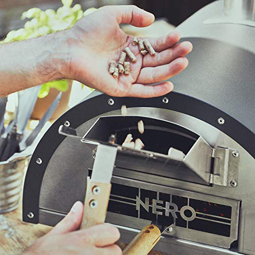 BURNHARD Horno para Pizzas Exterior de Acero Inoxidable Nero, Incluye Pala y Piedra para Horno Pizza, Pizzera de Calidad, Horno de leña Premium para el jardín Exterior Patio