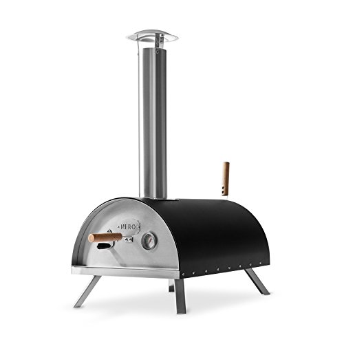 BURNHARD Horno para Pizzas Exterior de Acero Inoxidable Nero, Incluye Pala y Piedra para Horno Pizza, Pizzera de Calidad, Horno de leña Premium para el jardín Exterior Patio