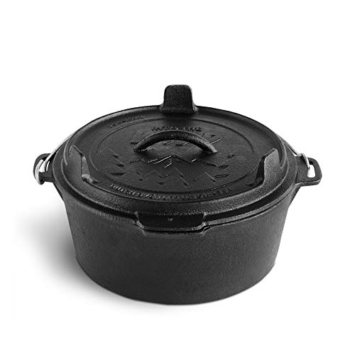 BURNHARD Olla de Hierro Fundido 3,8 L Dutch Oven, Horno holandés, Cacerola Hierro Fundido, Olla Cocina - Little John