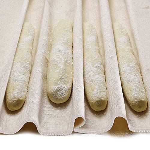 BUZIFU Panadero Lino para Hacer Baguettes y Panes, Tela Panadero, Paño Panadero, Rápida Fermentación de la Masa, Tamaño 90cm x 60cm, De Color Crema