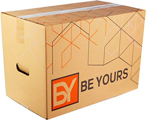 BY BE YOURS Pack de 10 Cajas Carton Mudanza con asas - 430x300x250 mm - Cajas Mudanza Ultra Resistentes - Cajas Almacenaje Fabricadas en España