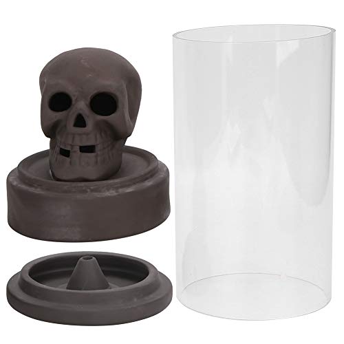 Cabeza de calavera de arcilla púrpura con pantalla LED Soporte de incienso Quemador de incienso de reflujo, para sala de estar Sala de yoga Sala de meditación Oficina