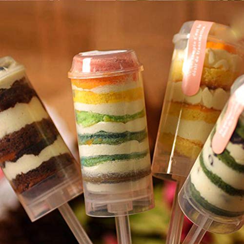 Cabilock 20 Piezas Push up Cake Pop Shooter Push Pops Envases de Pastel de Plástico Molde de Pastel con Tapas para Panadería Cocina Hogar