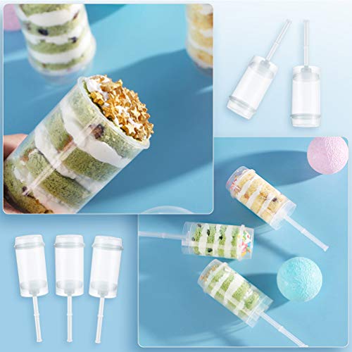 Cabilock 20 Piezas Push up Cake Pop Shooter Push Pops Envases de Pastel de Plástico Molde de Pastel con Tapas para Panadería Cocina Hogar