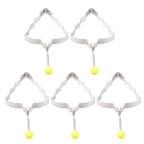 Cabilock 5 Piezas Moldeador de Huevos de Navidad Anillo de Huevo de Acero Inoxidable Árbol de Navidad Molde para Freír Huevos Moldes Decorativos para Hacer Huevos para La Cocina Casera