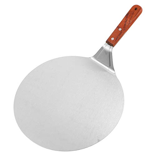 Cabilock Acero Inoxidable Pizza Peel Pizza Pala Espátula con Mango de Madera Paleta Elevadora de Pastel Ideal para Hornear Pizza Casera de 10 Pulgadas