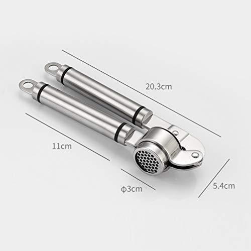 Cabilock Prensa de Ajo Exprimidor de Acero Inoxidable Trituradora de Ajo Picadora de Uso Pesado Manual Exprimidor de Ajo Extractos Herramientas de Trituración (Plata)