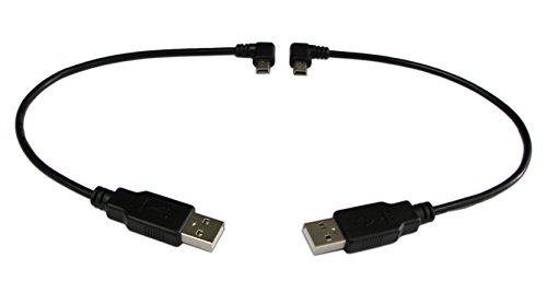 Cable-cerrxian 9 Pulgadas Mini USB Cable de extensión USB 2.0 Combo Mini USB acodado a la Derecha y ángulo Izquierdo Macho a USB Tipo A 2.0 de sincronización de Datos y Cable de Carga (1 Pair)