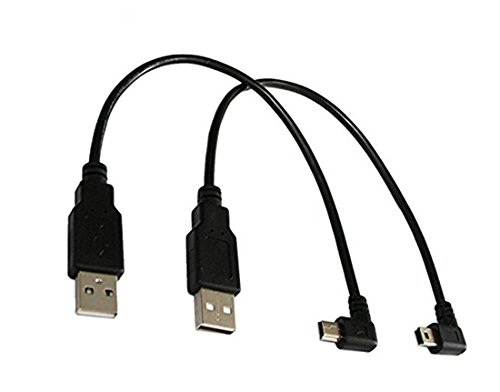 Cable-cerrxian 9 Pulgadas Mini USB Cable de extensión USB 2.0 Combo Mini USB acodado a la Derecha y ángulo Izquierdo Macho a USB Tipo A 2.0 de sincronización de Datos y Cable de Carga (1 Pair)