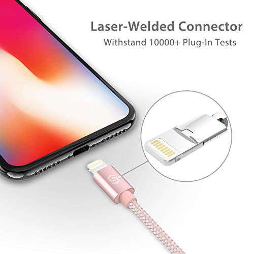 Cable iPhone Syncwire Cargador iPhone - [Apple MFi Certificado] Cable Lightning para iPhone 8 / 8 plus / iPhone 7 / 7 plus / 6s / 6s plus / 6 / 6 plus / SE / 5s / 5c / 5, iPad Pro Air 2, iPad mini 4 3 2, iPod - 1M Oro Rosa