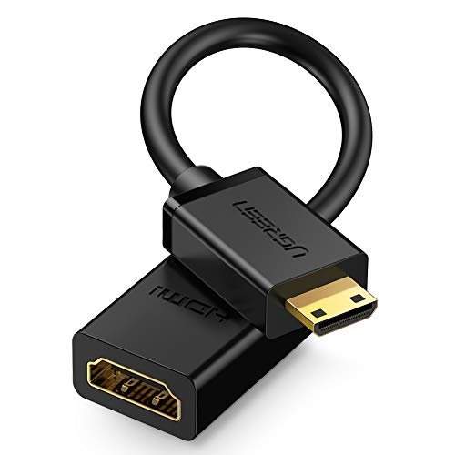 Cable Mini HDMI a HDMI, UGREEN Adaptador Mini HDMI Macho a HDMI Hembra 4K 3D Soporta Ethernet y Retorno de Audio para Cámaras o Videocámaras Digitales, Tablet, HDTV, Proyector, Monitor y Más