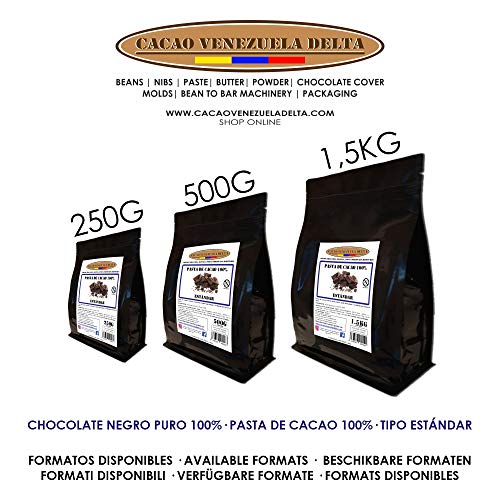 Cacao Venezuela Delta - Chocolate Negro Puro 100% · Tipo Estándar (Pasta, Masa, Licor De Cacao 100%) · 500g