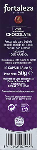 Café FORTALEZA - Cápsulas de café con Aroma Chocolate Compatibles con Nespresso - Pack 5 x 10 - Total 50 Cápsulas