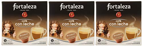 Café FORTALEZA - Cápsulas de Café Con Leche Compatibles con Dolce Gusto - Pack 3 x 12 - Total 36 cápsulas