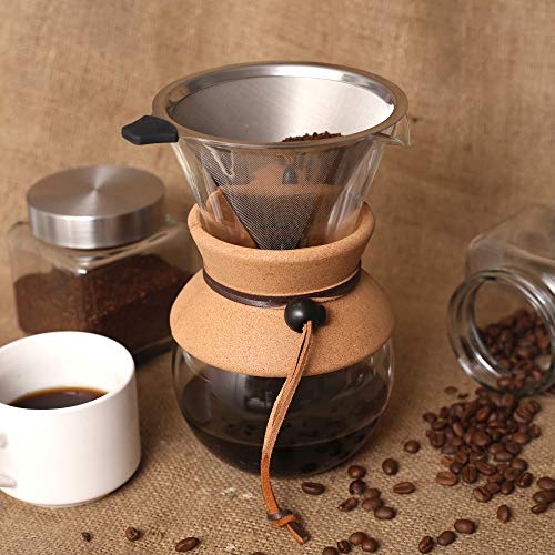 Cafetera De Goteo"Pour Over" De Apace Living - Edición 2019 - Elegante Cafetera Manual Con Jarra De Vidrio y Filtro De Acero Inoxidable