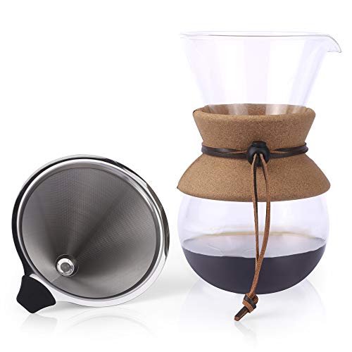 Cafetera De Goteo"Pour Over" De Apace Living - Edición 2019 - Elegante Cafetera Manual Con Jarra De Vidrio y Filtro De Acero Inoxidable