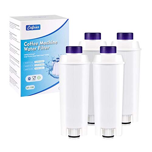 Cafoier Filtros de agua para cafetera DLSC002, filtro de agua DeLonghi con suavizante de carbón activado, compatible con ECAM, Esam, ETAM, BCO, EC (paquete de 4)