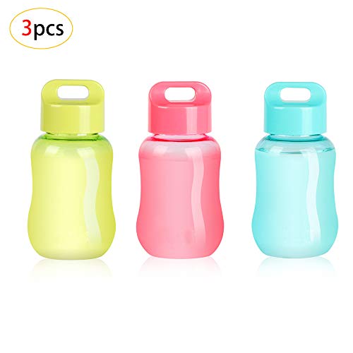 CAILI Botella de Agua,Botella de Agua Deportiva,Taza de Plástico Portátil,Mini Taza de Mano con Cuerda,Adecuado para Caminatas al Aire Libre Camping,Viajes,Deportes(3PCS,Rosa,Azul,Verde,200ML