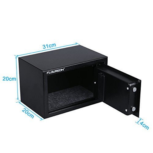 Caja Fuerte de Seguridad, FLOUREON 8.5L Cerradura de Teclado Electrónica Sólida de Caja de Seguridad, Oficina de Hotel Joyas Comerciales Uso de Efectivo Almacenamiento, 31x 20x 20cm, Negro