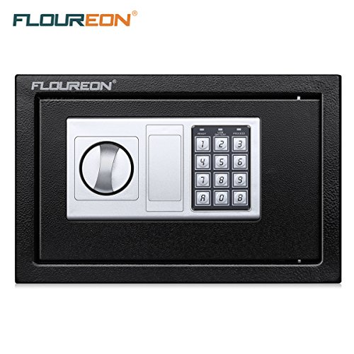 Caja Fuerte de Seguridad, FLOUREON 8.5L Cerradura de Teclado Electrónica Sólida de Caja de Seguridad, Oficina de Hotel Joyas Comerciales Uso de Efectivo Almacenamiento, 31x 20x 20cm, Negro