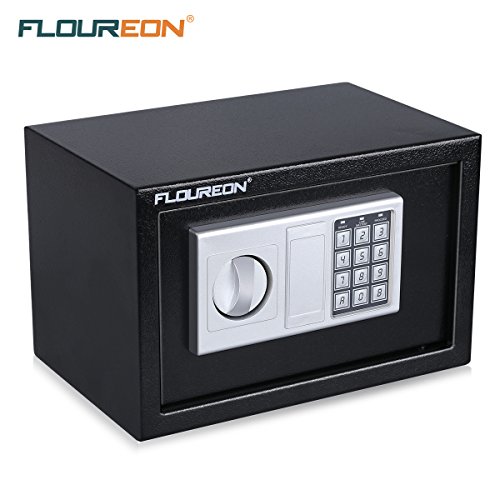 Caja Fuerte de Seguridad, FLOUREON 8.5L Cerradura de Teclado Electrónica Sólida de Caja de Seguridad, Oficina de Hotel Joyas Comerciales Uso de Efectivo Almacenamiento, 31x 20x 20cm, Negro