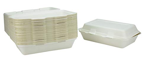 Caja para llevar del compartimento Bagazo 1-165 x 240 x 80 mm - Juego de 50 - Cajas de menú desechables biodegradables, compostables, reciclables súper rígidas - Pulpa de caña de azúcar natural