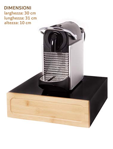 Cajón porta cápsulas Nespresso Dolce Gusto – Contenedor de madera de pino y bambú para accesorios de café – Ideal para casa y oficina (Negro)