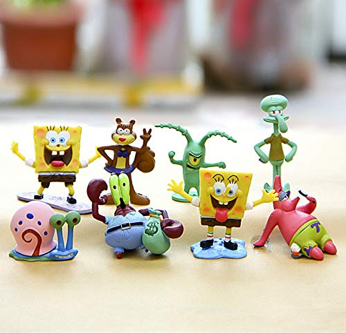 CAKJCAR 8 piezas lindo Bob Esponja de dibujos animados muñecas juguetes día festivo regalo de Navidad