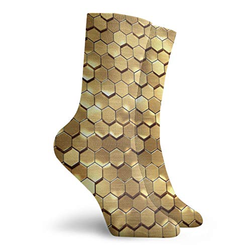 Calcetines de oro de nido de abeja, para hombre, diseño de hexágono, para mujer, ligeros, cómodos, adecuados para todas las actividades en todas las condiciones climáticas.