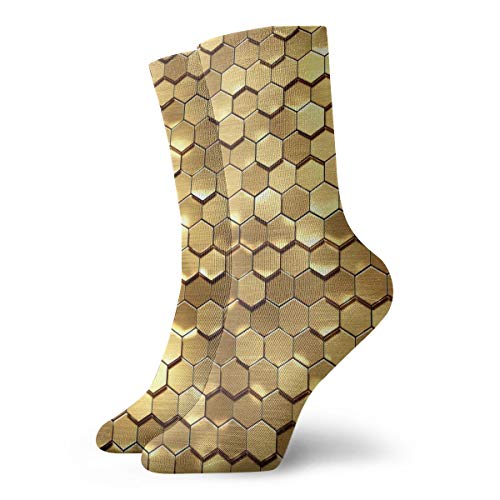 Calcetines de oro de nido de abeja, para hombre, diseño de hexágono, para mujer, ligeros, cómodos, adecuados para todas las actividades en todas las condiciones climáticas.