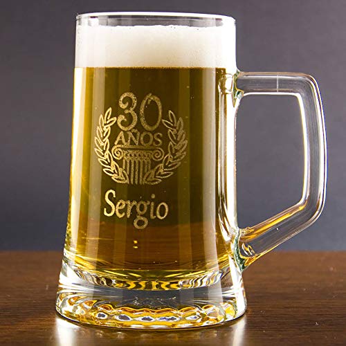 Calledelregalo Regalo Personalizable para cumpleaños: Jarra de Cerveza grabada con el Nombre y la Edad Que tú Quieras