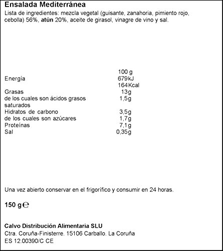 Calvo Ensalada Mediterranea de Atun - 150 g