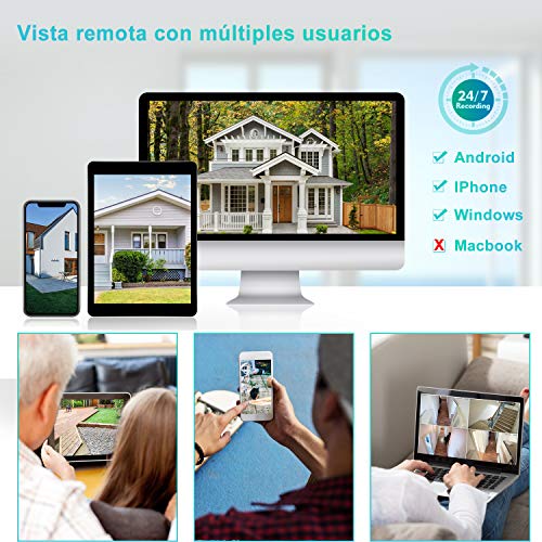 Cámara vigilancia WiFi Exterior, Camaras de vigilancia WiFi 3g/4g 1080P Cámara de Seguridad Resistente al Agua con Visión noturna, Detección y Seguimiento automático, Notificación de Alerta