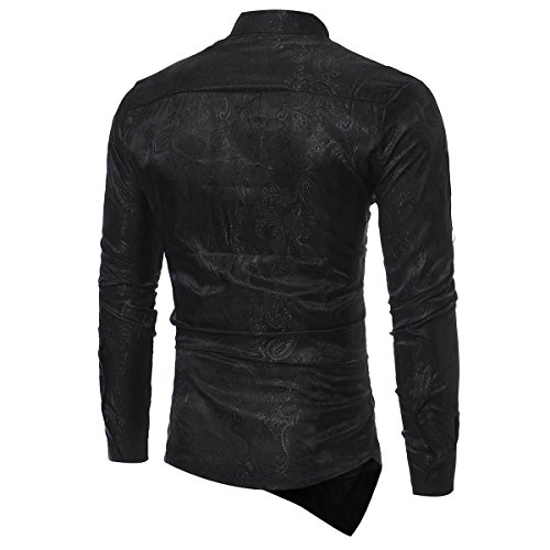 Camisas de Vestir Casual para Hombre Camisas Steampunk Blancas y Negras de Vino Negro Camisa de Manga Larga Slim Fit con Cuello Abotonado con Cuello Abotonado Camisas