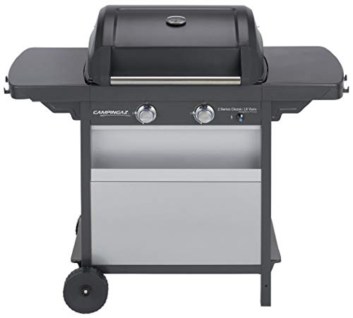 Campingaz 2 Series Classic LX Vario Barbacoa a Gas, BBQ con 2 Quemadores, 7.5 KW, Plancha y Parrilla de Acero Estampado, 2 Mesas Laterales