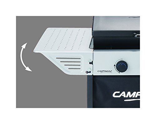 Campingaz Xpert 100 L Barbacoa gas, parrilla gas con dos quemadores compactos, 7.1 kW de potencia, parrilla de rejilla, 2 mesitas auxiliares y carro en acero