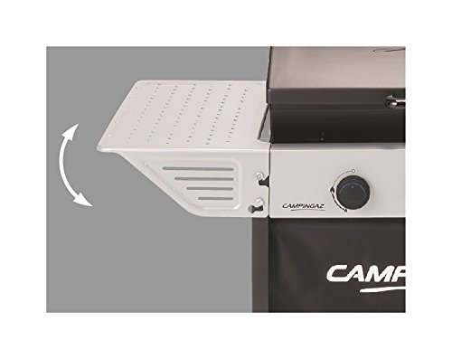 Campingaz Xpert 100 LS Plus Rocky Barbacoa Gas para Piedra Volcanica, BBQ gas con 2 quemadores, 7.1kW de potencia, 2 Parrillas de acero cromado, 2 mesas laterales y rocas de lava