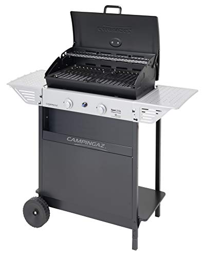 Campingaz Xpert 200 L Classic Barbacoa Gas, BBQ Gas con 2 Quemadores, 7.1kW de portencia, Parrila y Plancha de Acero Esmaltado , 2 Mesas Laterales y Carro de Acero