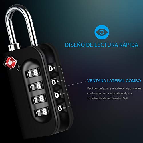 Candados de Equipaje, [VersióN Nueva] Diyife 2 X TSA Candado de Seguridad de 4 DíGitos, Candados de CombinacióN para Maletas Viaje Mochila Equipaje(Negro)