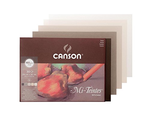 Canson Mi-Teintes - papel de dibujo coloreado, 24 x 32 cm, 5 colores surtidos, tonos tierra