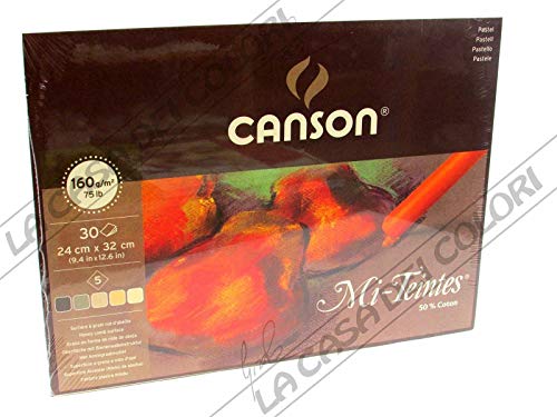 Canson Mi-Teintes - papel de dibujo coloreado, 24 x 32 cm, 5 colores surtidos, tonos tierra