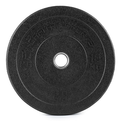 CapitalSports Renit Hi Temp Bumper Plates Discos de Pesas 10 kg (Centro de Aluminio, Apertura de 50,4 mm, para Barras largas y olímpicas, Revestimiento de Goma Negra no daña el Suelo)