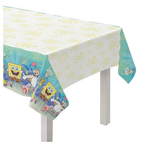 CAPRILO. Lote de 2 Manteles Decorativos Infantiles Bob Esponja. Disney. Juguetes y Regalos Fiestas de Cumpleaños, Bodas, Bautizos, Comuniones y Eventos.  Decoración Hogar.