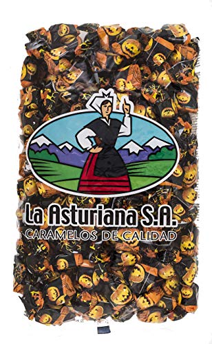 Caramelo Halloween La Asturiana - Surtido de caramelo duro con diversos sabores, para fiestas temáticas de Halloween, bolsa 1 kilo, sin gluten