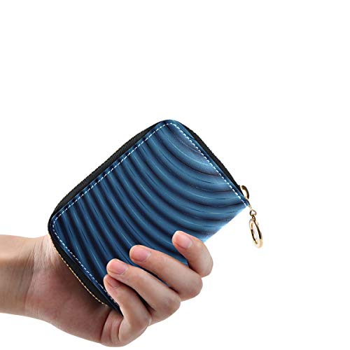 Cartera para Tarjetas de Monedas Resumen 3D Líneas Azules Licuadora Lindo Tarjetero para Mujeres Cuero de PU Cremallera Alrededor Monedero de tamaño Compacto con Ranuras para Tarjetas para Mujeres Se