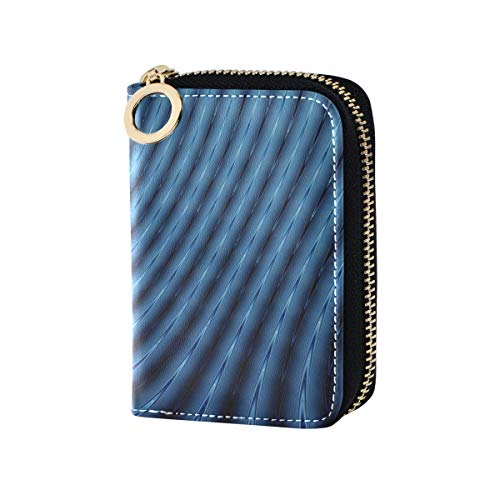 Cartera para Tarjetas de Monedas Resumen 3D Líneas Azules Licuadora Lindo Tarjetero para Mujeres Cuero de PU Cremallera Alrededor Monedero de tamaño Compacto con Ranuras para Tarjetas para Mujeres Se